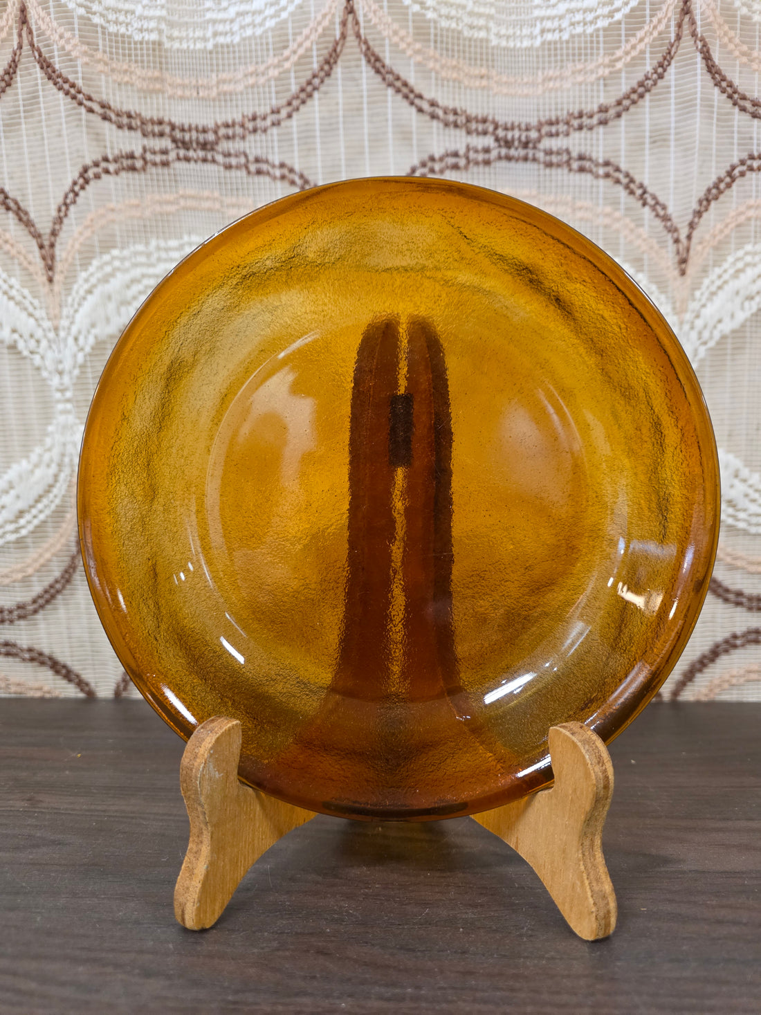 Arcoroc Sierra diep bord amber vintage glas jaren 60/70