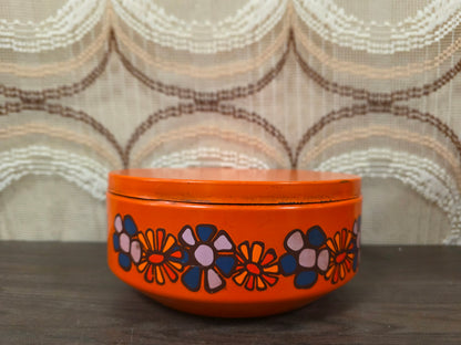 Brabantia Diane trommel oranje bloemen jaren 70