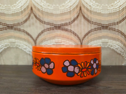 Brabantia Diane trommel oranje bloemen jaren 70