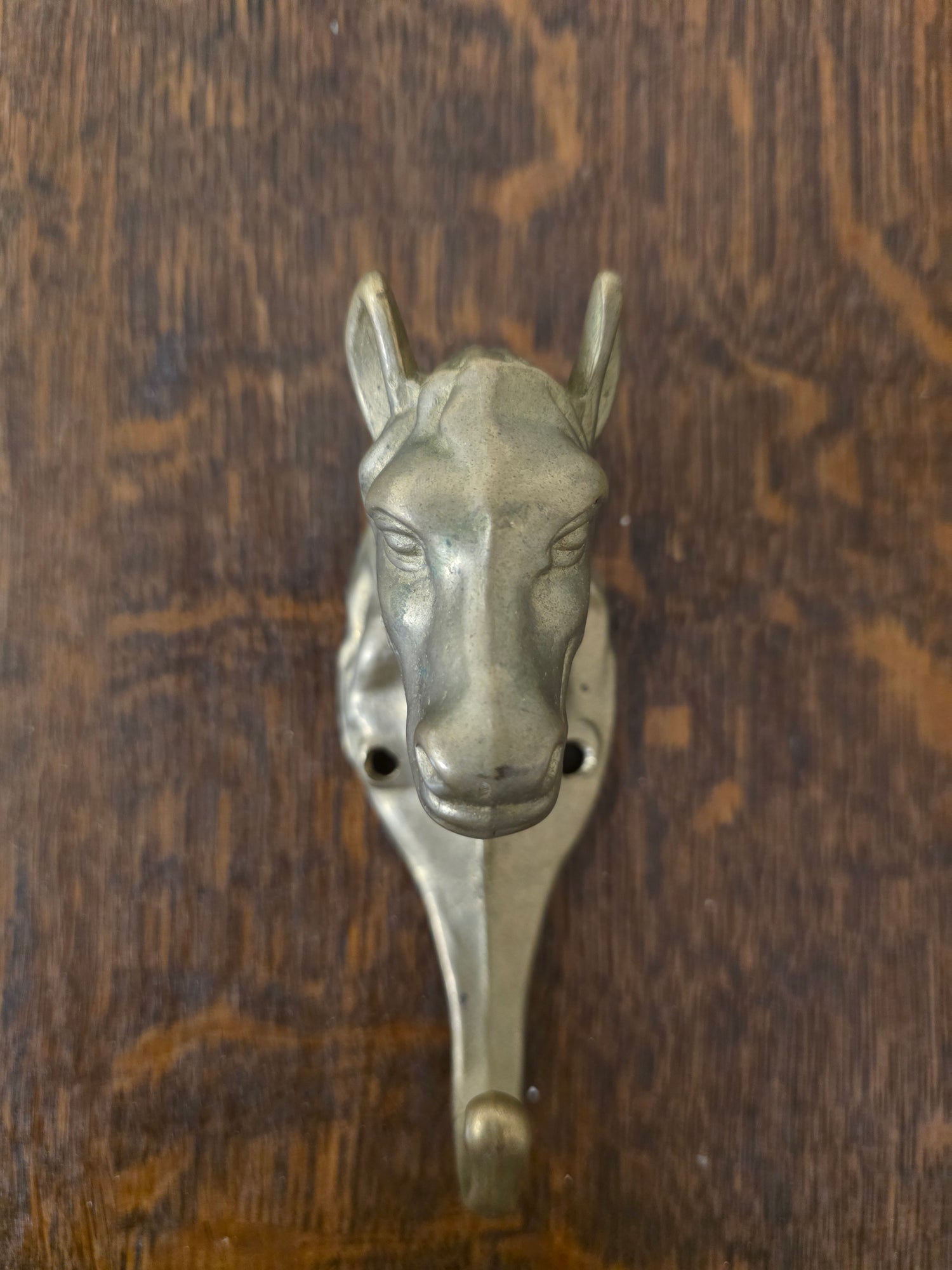Messing wandhaak paardenhoofd vintage