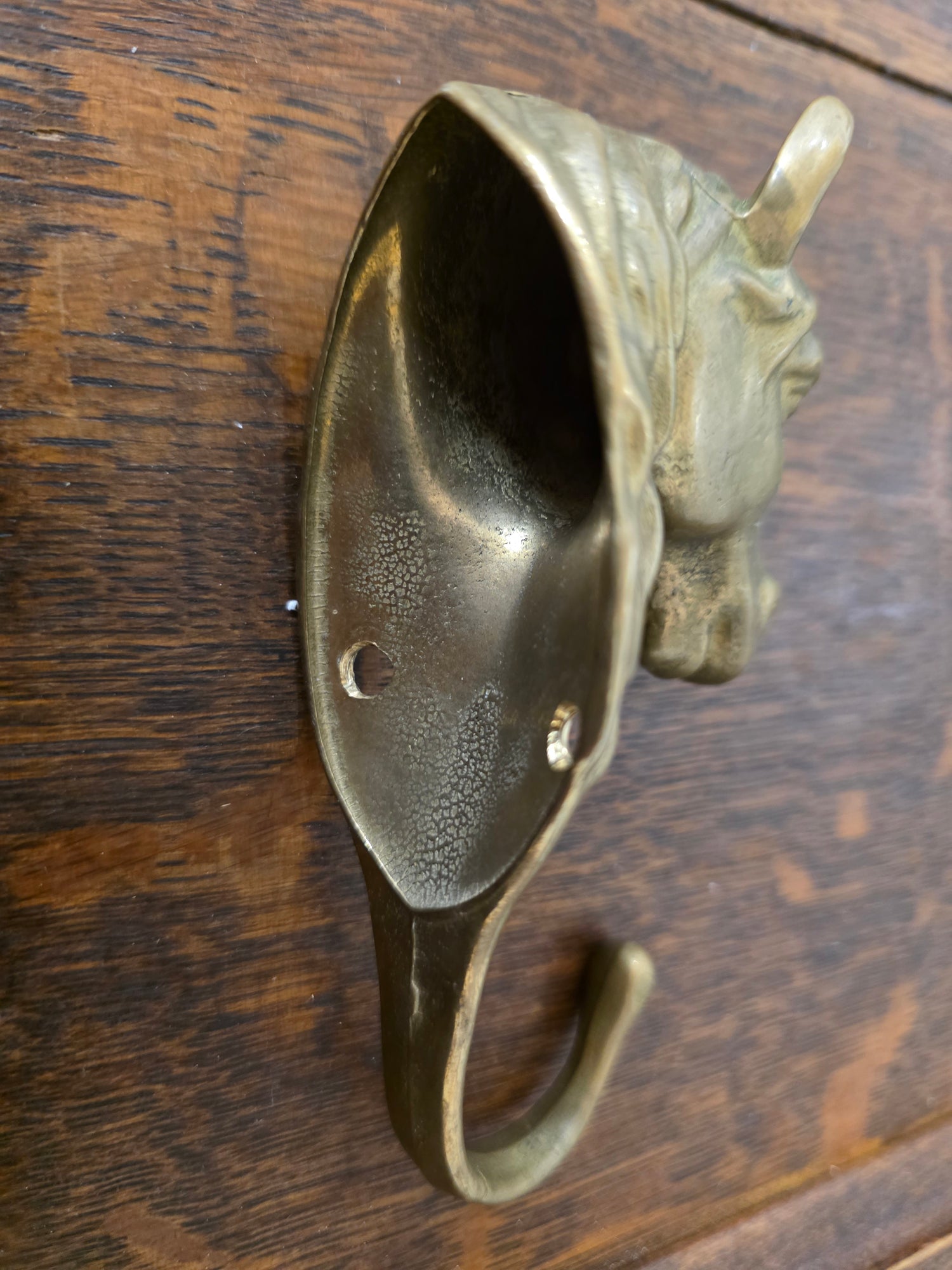 Messing wandhaak paardenhoofd vintage