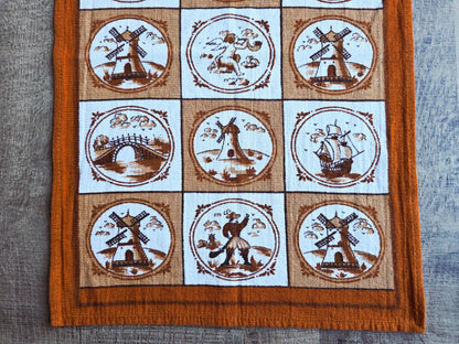 Vintage theedoek placemat Hollands tafereel katoen