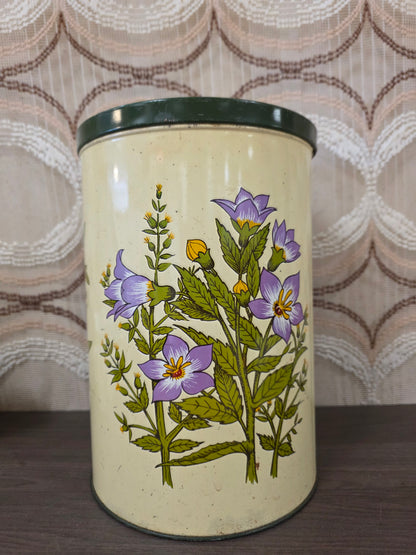 Vintage botanisch groot blik wilde bloemen
