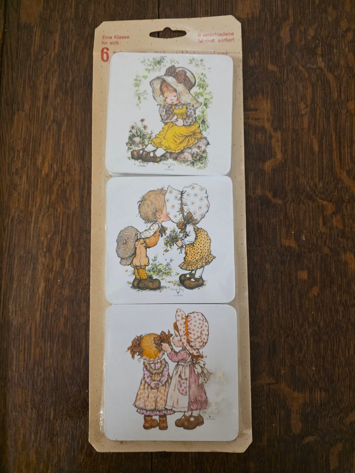 Vintage Sarah Kay Valentine onderzetters set van 6
