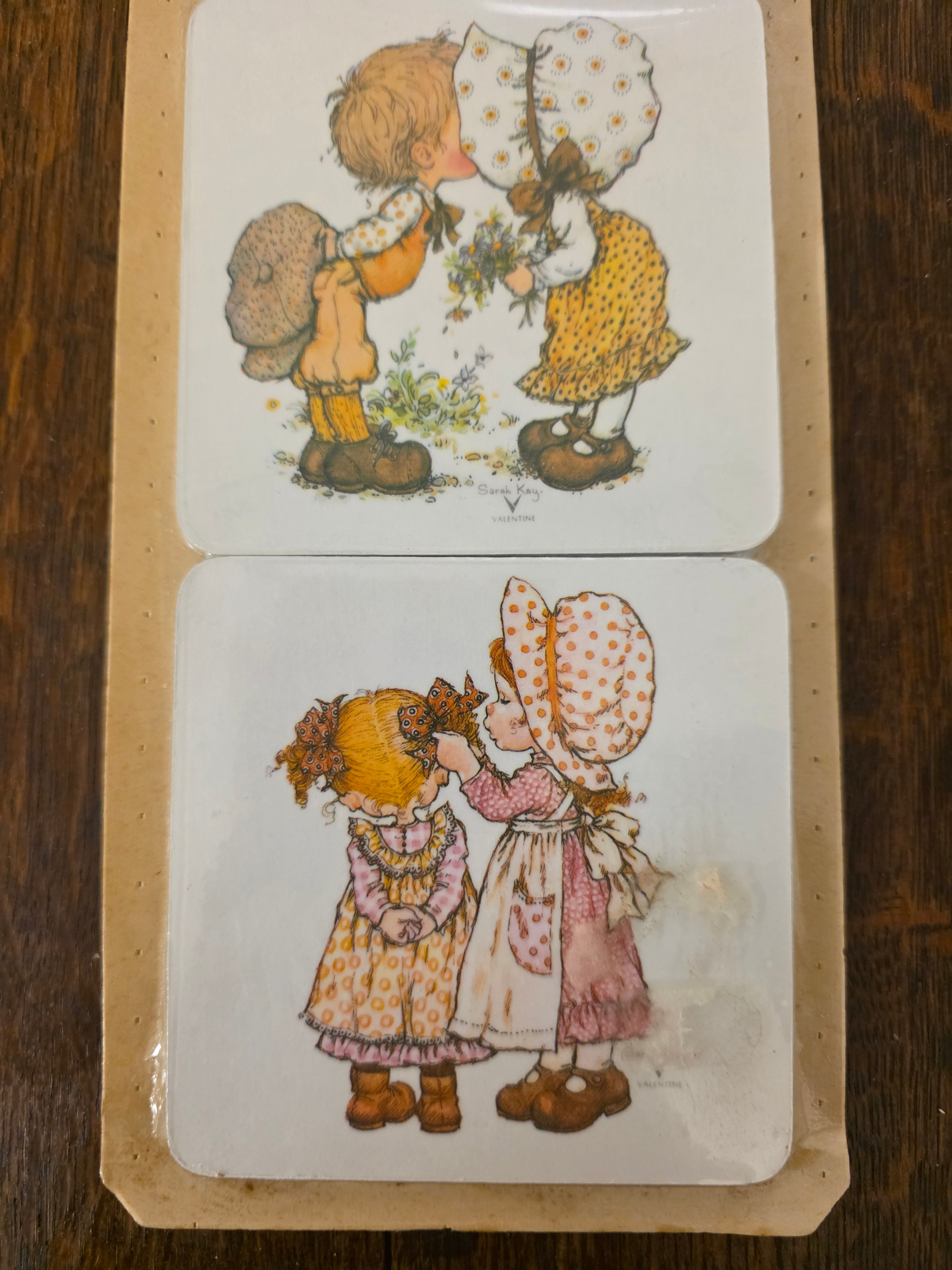 Vintage Sarah Kay Valentine onderzetters set van 6