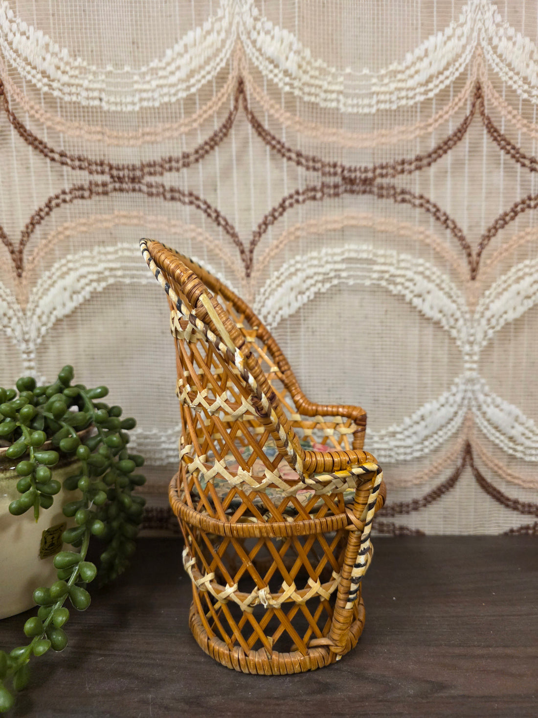 Vintage rotan poppenstoeltje 21 cm