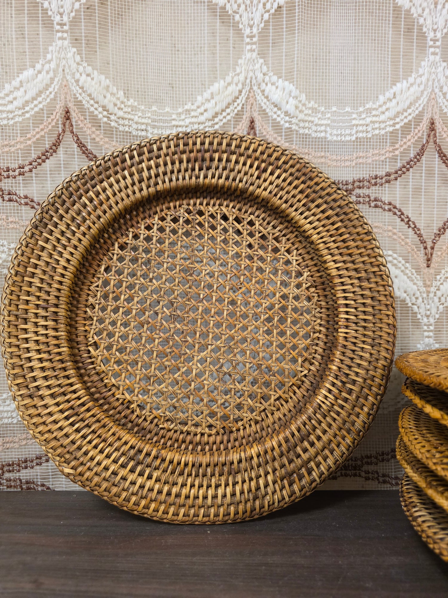 Vintage rotan onderborden 31,5 cm
