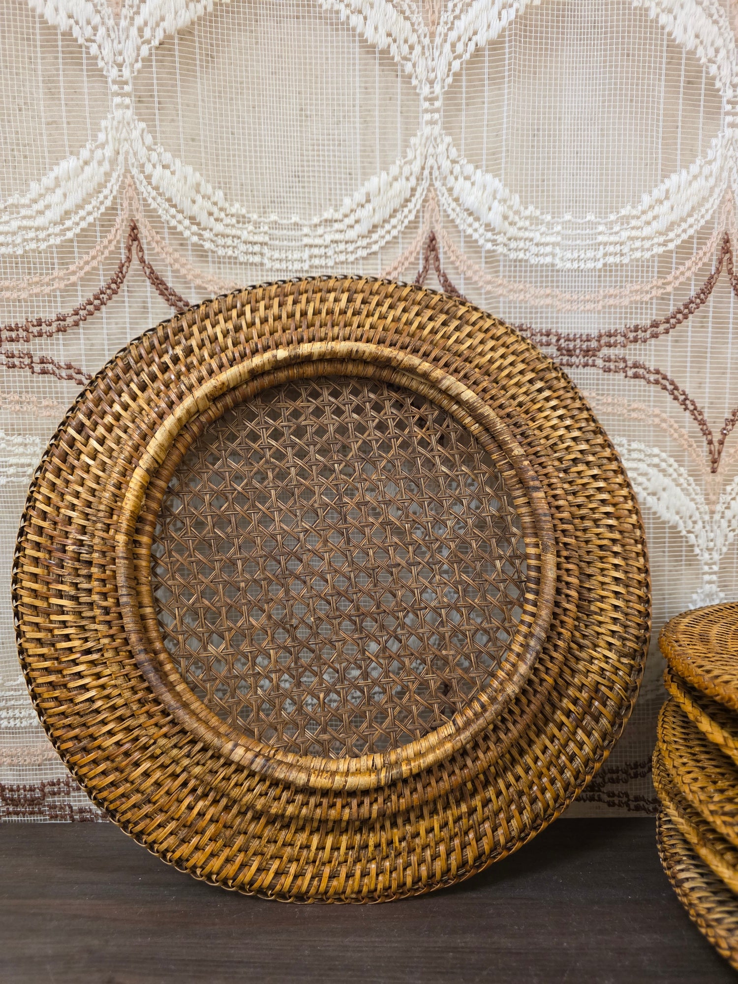 Vintage rotan onderborden 31,5 cm