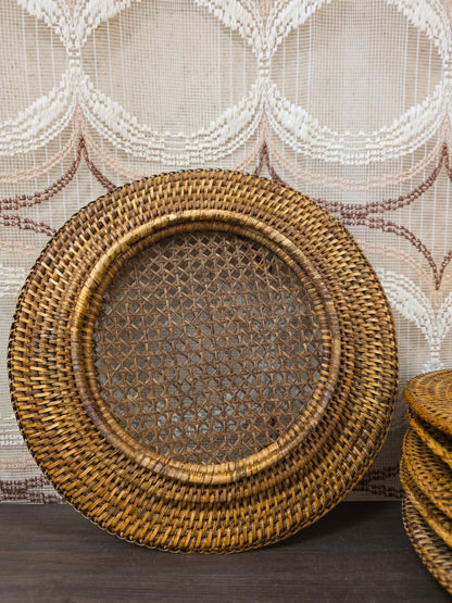 Vintage rotan onderborden 31,5 cm