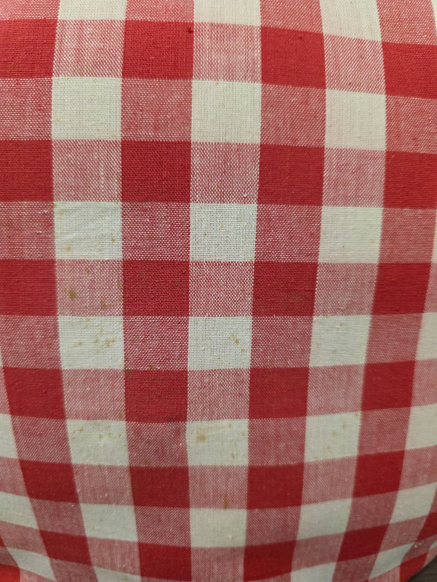 Vintage theebeurs met knip – rood wit geblokt