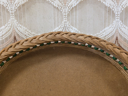 Vintage ovaal dienblad met groene kralen