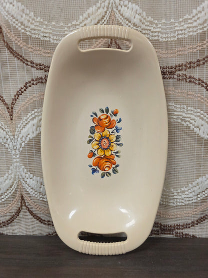 Vintage Emsa serveerschaal beige bloemenprint