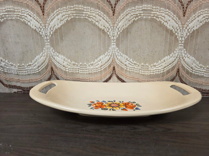 Vintage Emsa serveerschaal beige bloemenprint