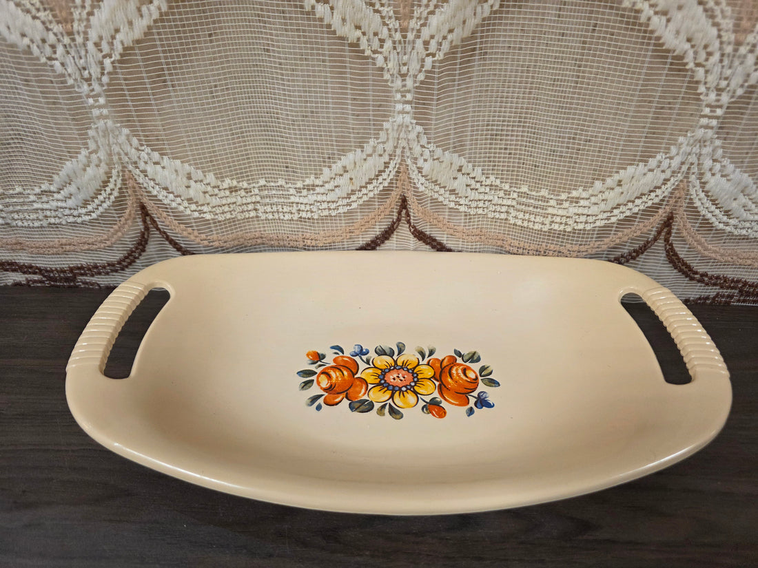 Vintage Emsa serveerschaal beige bloemenprint