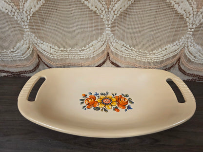 Vintage Emsa serveerschaal beige bloemenprint