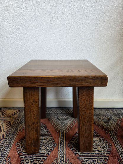 Vintage brutalist bijzettafel eikenhout