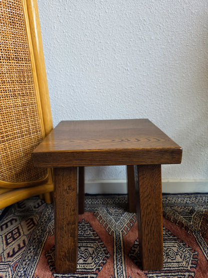 Vintage brutalist bijzettafel eikenhout