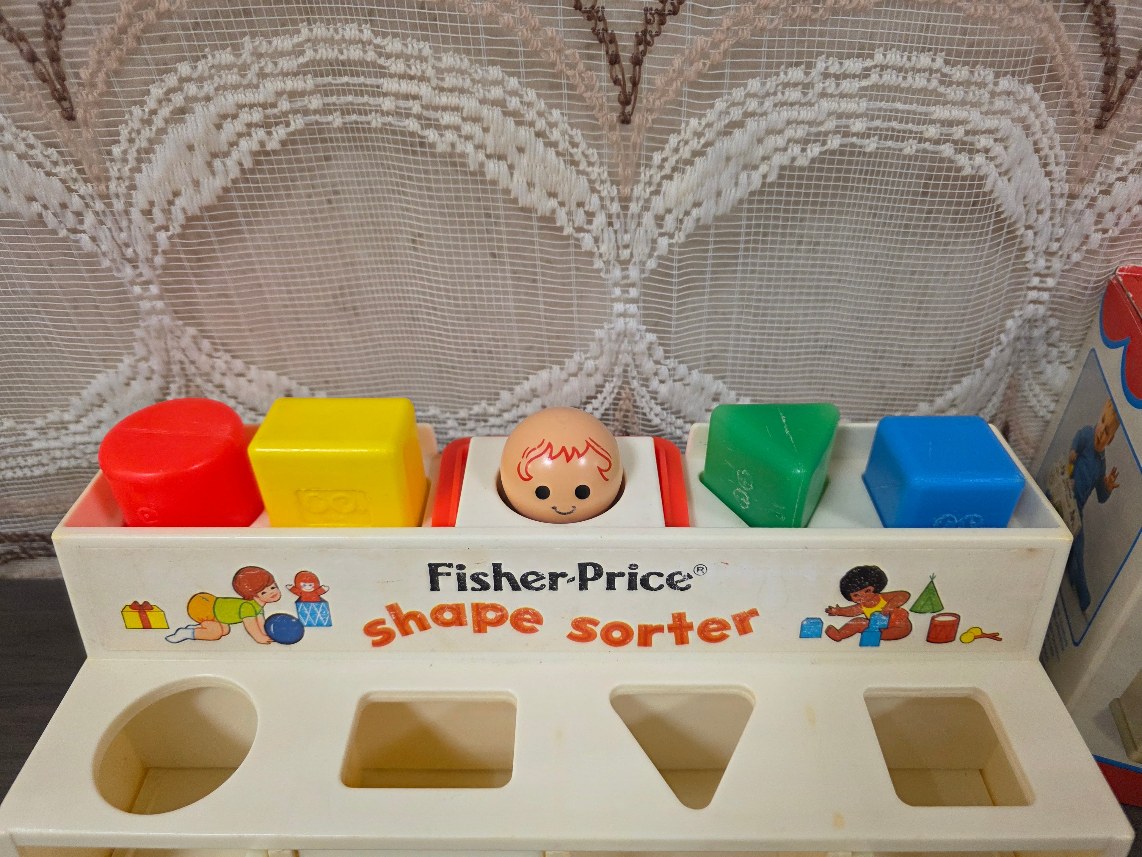 Vintage Fisher Price vormenstoof speelgoed shape sorter