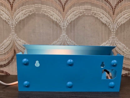 Massive blauwe metalen wandlamp vintage