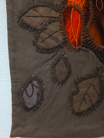 Vintage wandkleed met uilen bruin oranje jaren 70