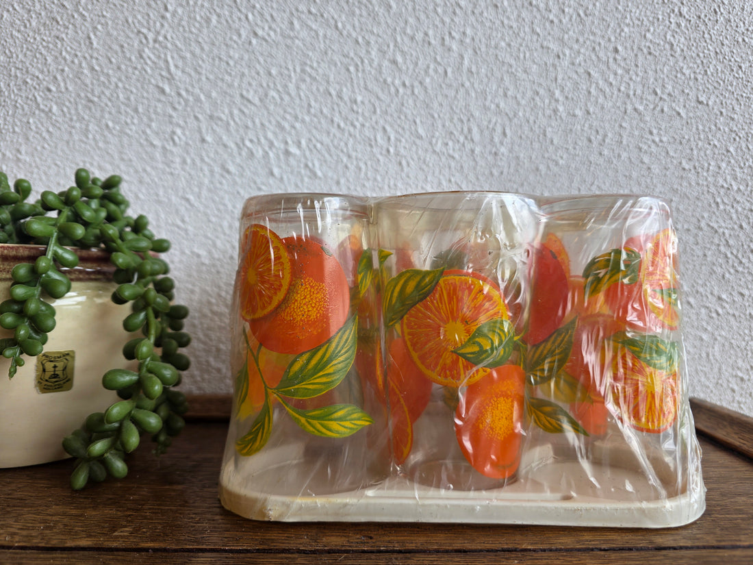 Vintage sinaasappel glazen set