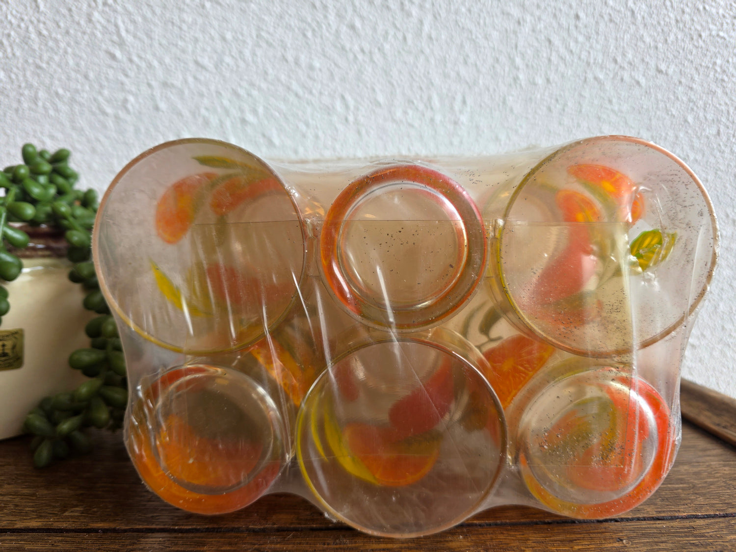 Vintage sinaasappel glazen set