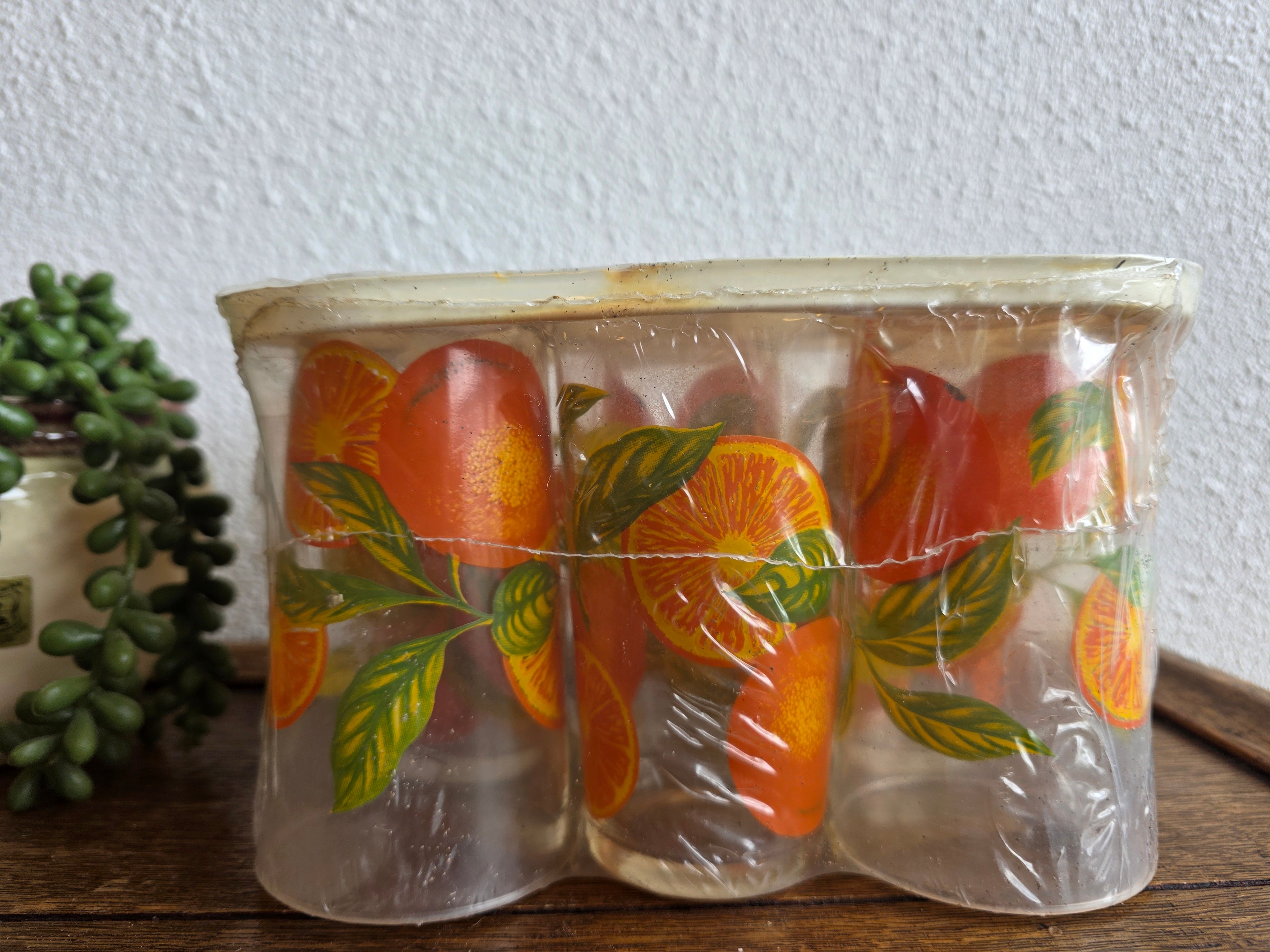 Vintage sinaasappel glazen set