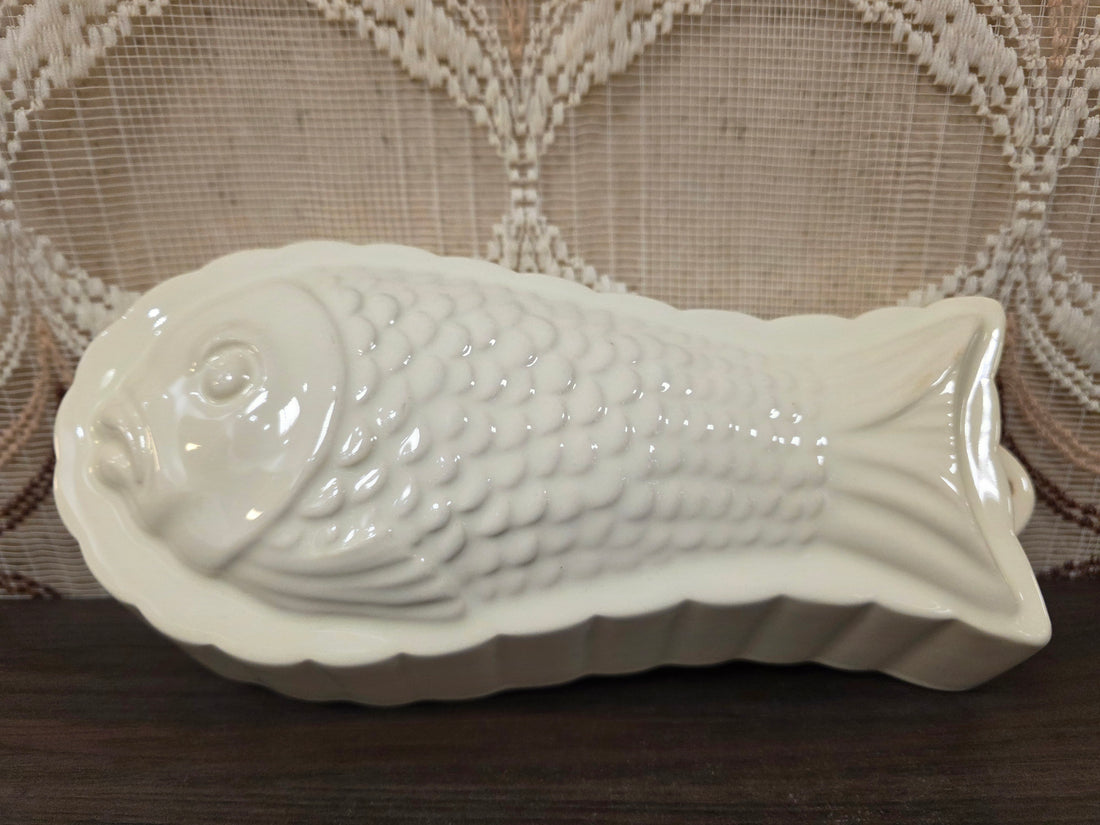 Vintage puddingvorm vis keramiek