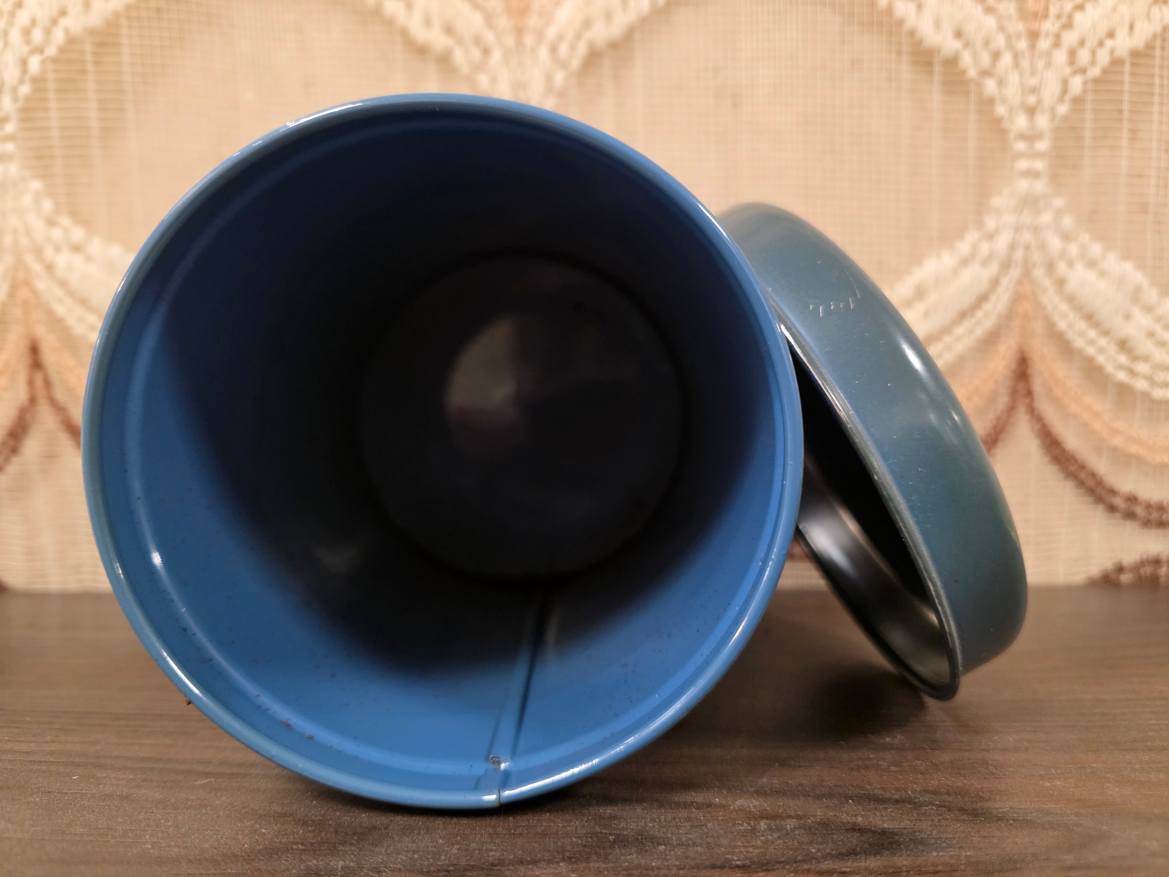 Brabantia koffie blik blauw vintage jaren 70