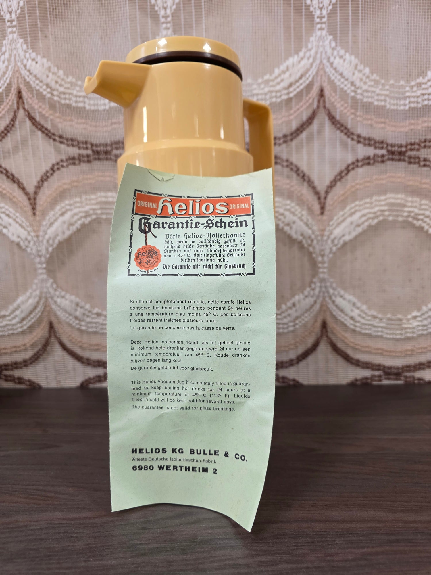 Vintage Helios thermoskan beige met bruin