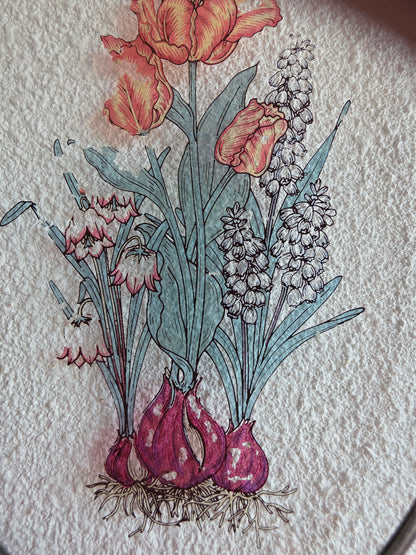 Vintage glas-in-lood raamhanger met bloemen 22 x 15,5 cm