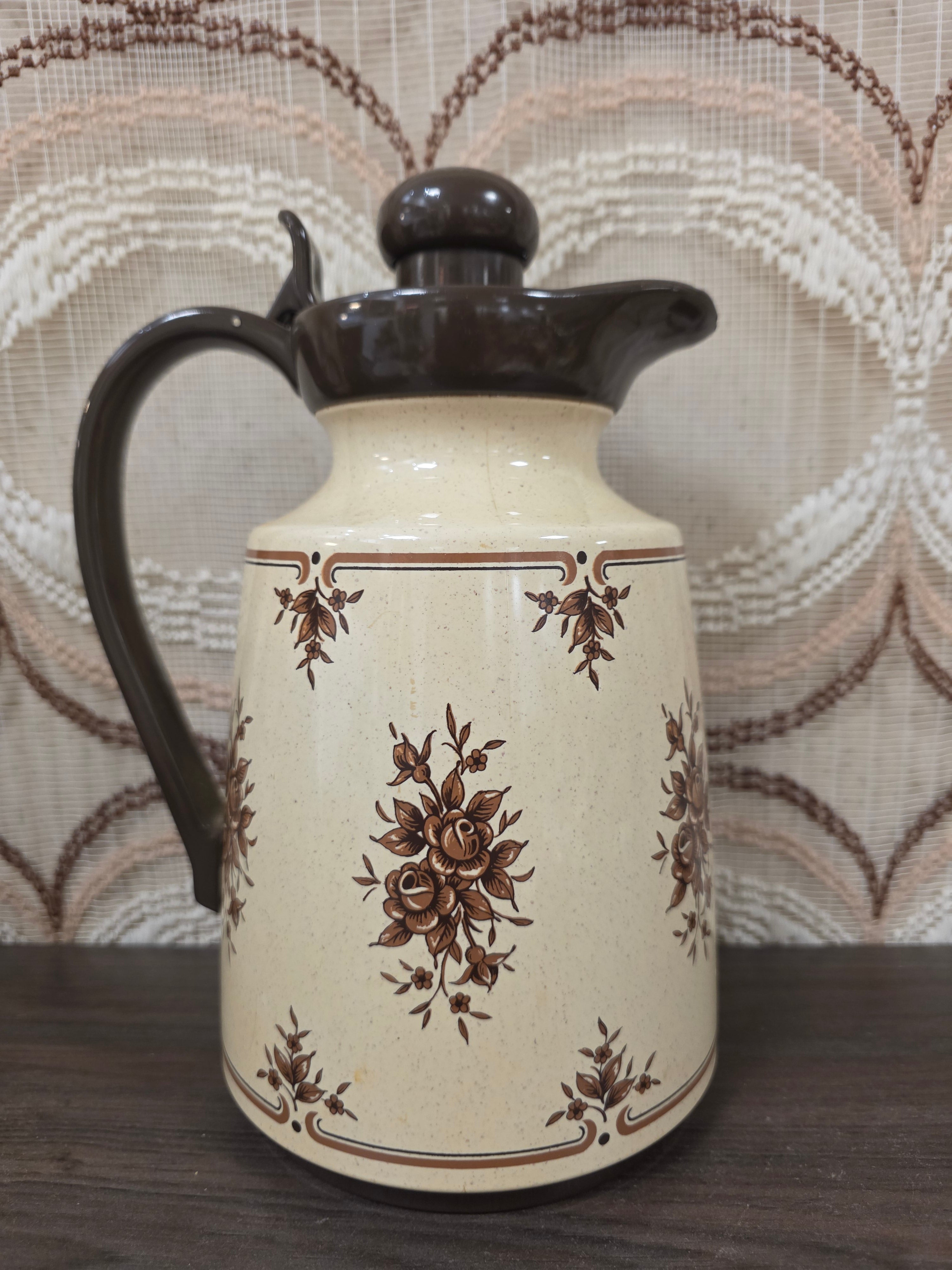 Emsa koffiekan met bruine bloemen