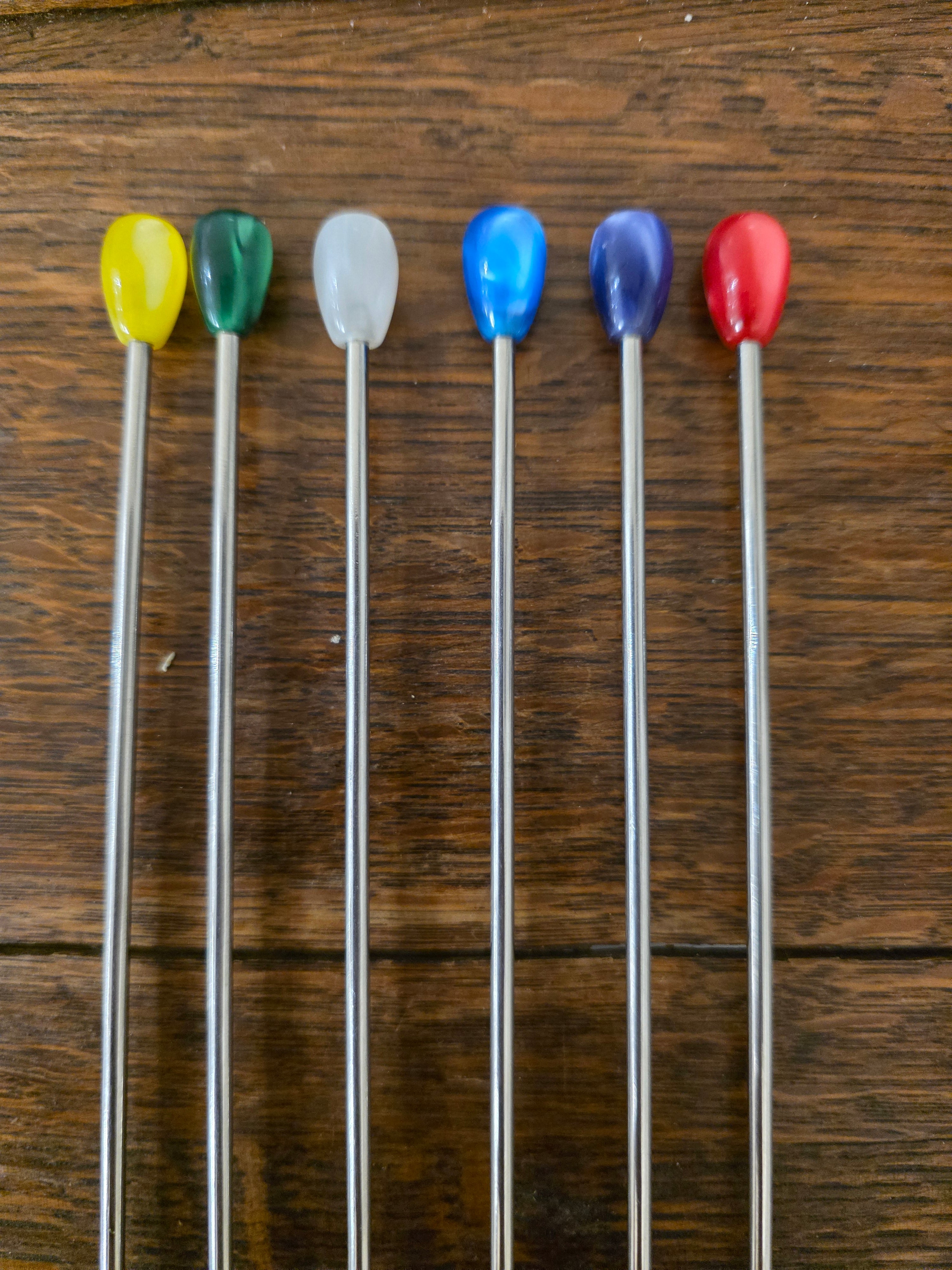 Vintage sorbetlepels set van 6 gekleurd