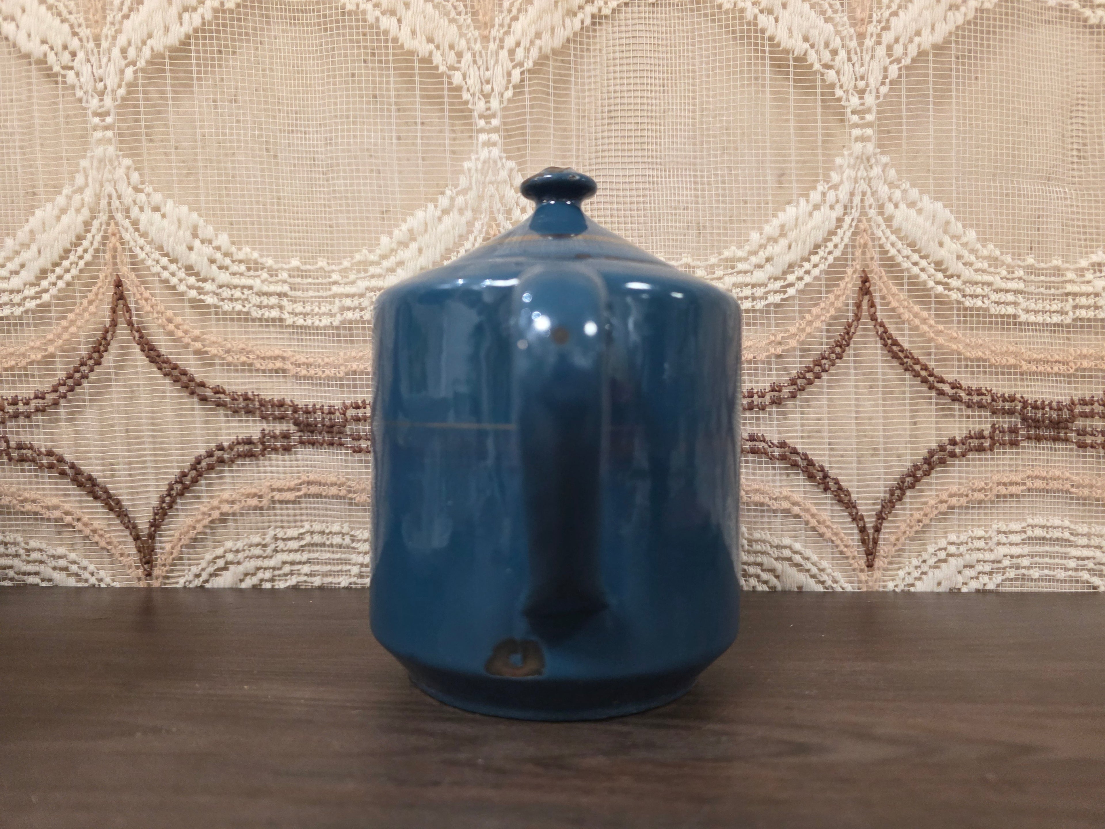Vintage blauwe emaille koffiepot