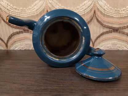 Vintage blauwe emaille koffiepot