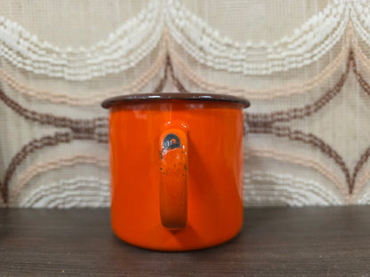 Vintage oranje emaille mok