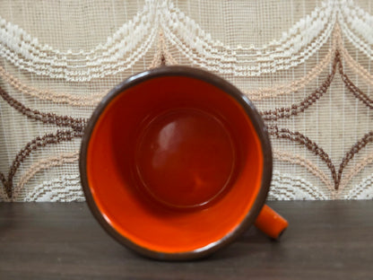 Vintage oranje emaille mok