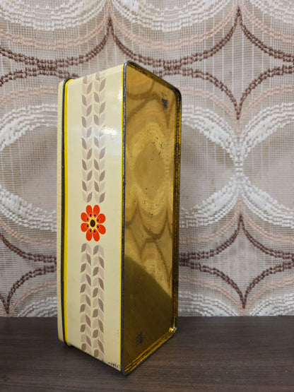 Vintage Verkade ontbijtkoekblik met bloemenprint