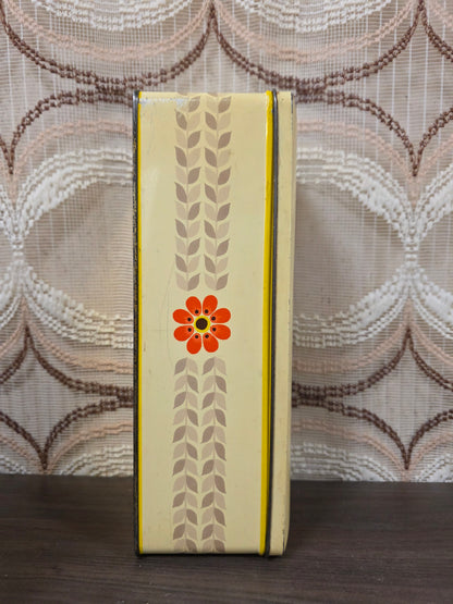 Vintage Verkade ontbijtkoekblik met bloemenprint