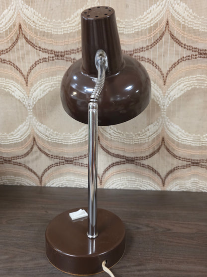 Vintage donkerbruine bureaulamp met verstelbare arm