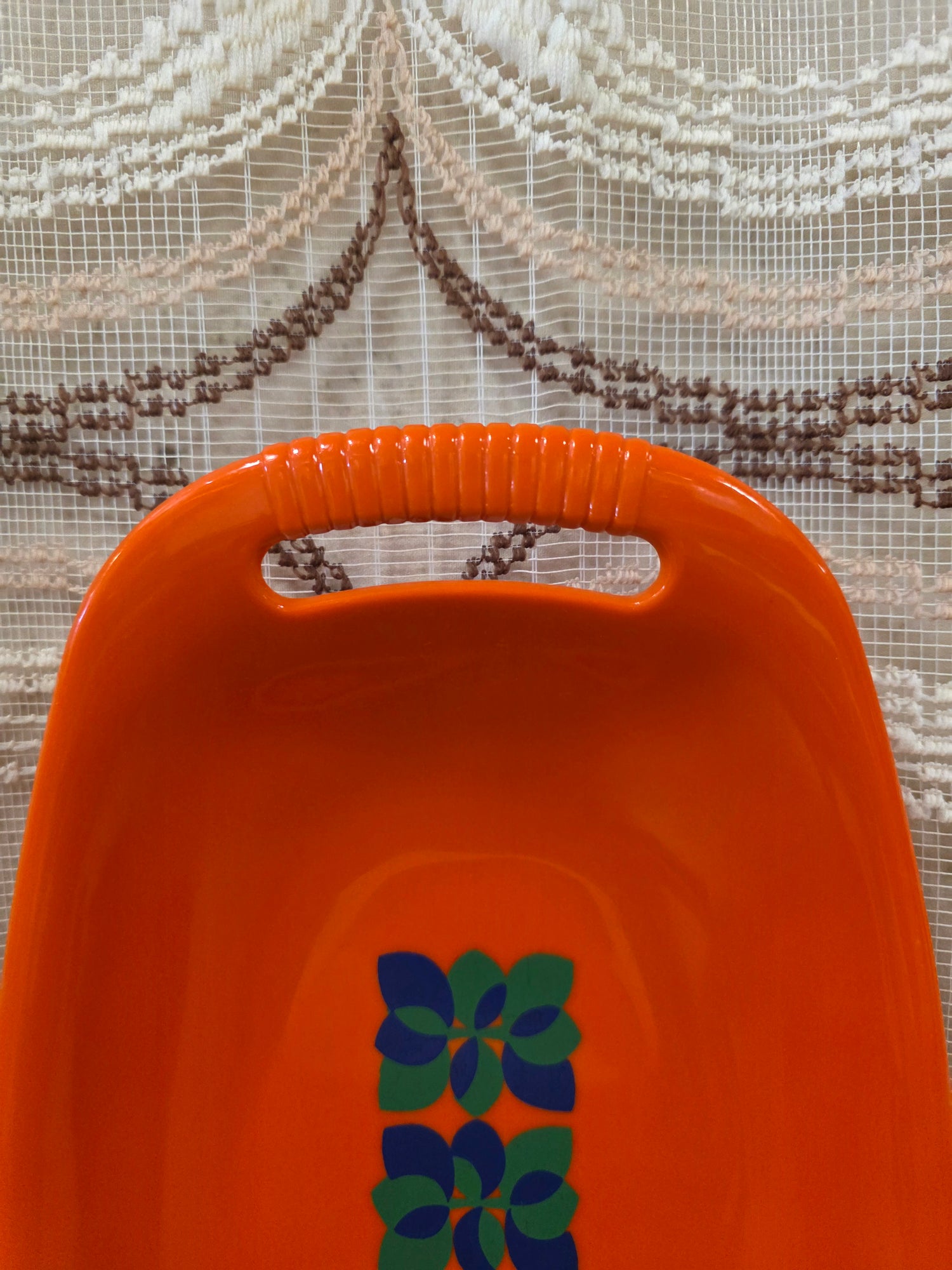 Vintage Emsa serveerschaal oranje met handgrepen