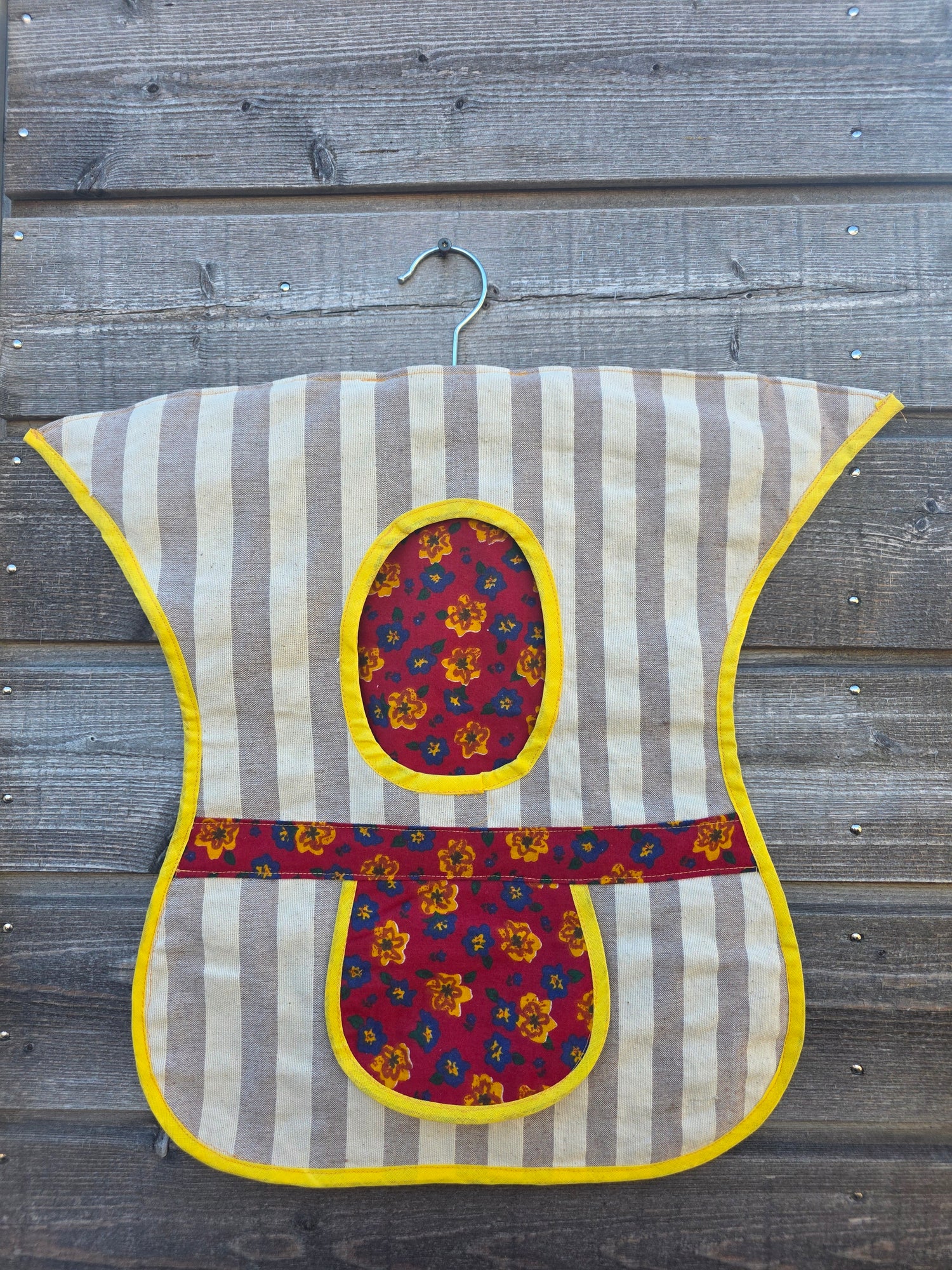 Vintage knijperzak gestreept met bloemen