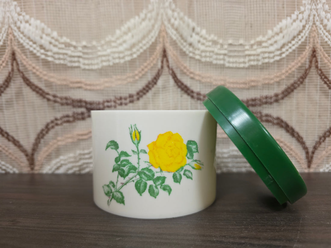 Vintage SENO voorraadpot gele roos