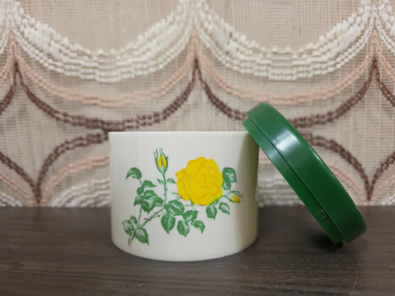 Vintage SENO voorraadpot gele roos