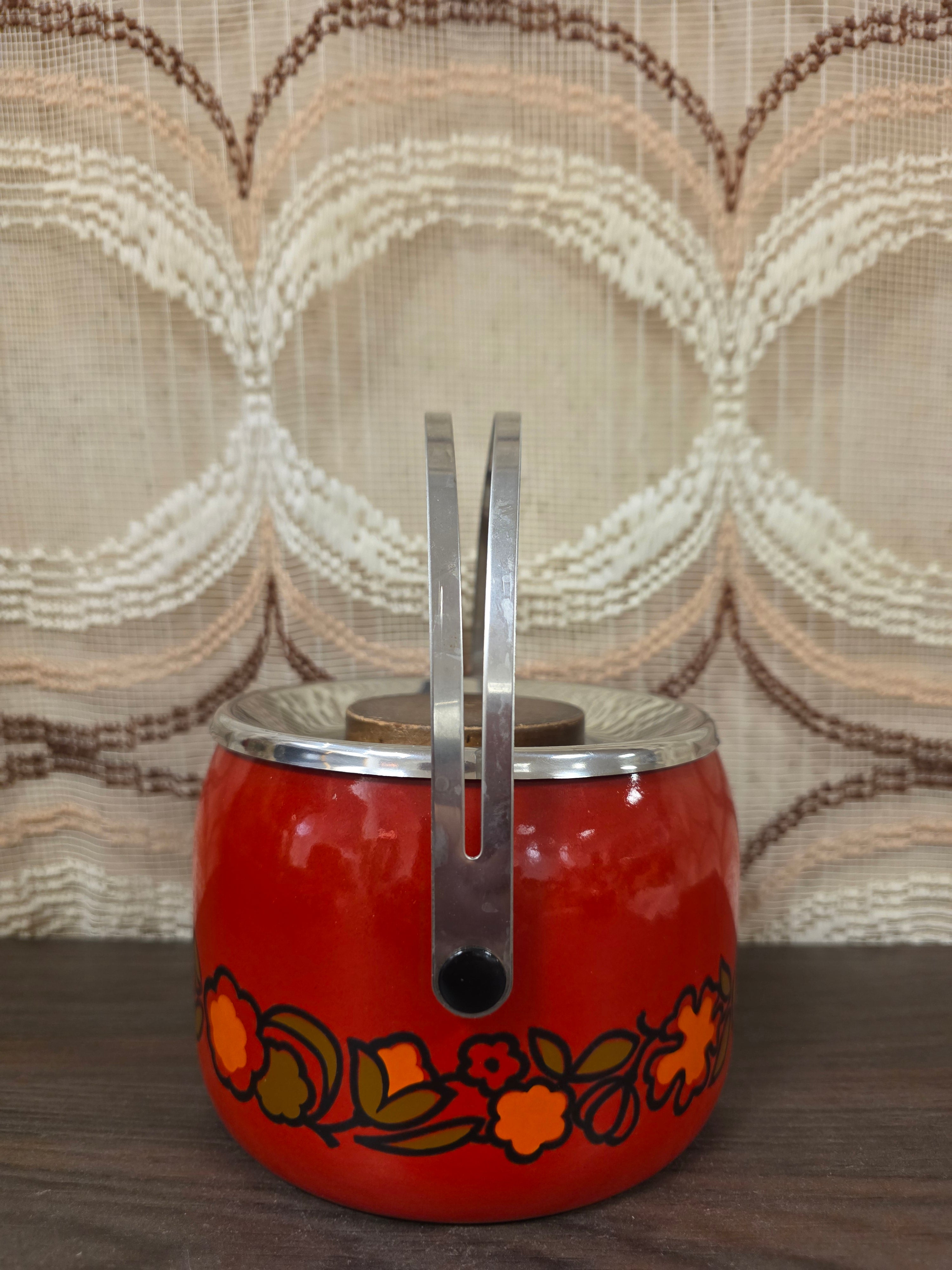 Vintage ijsemmer oranje bloemen