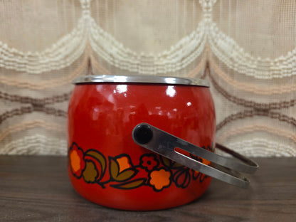 Vintage ijsemmer oranje bloemen