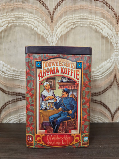 Vintage Douwe Egberts koffieblik met illustraties