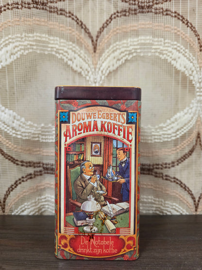 Vintage Douwe Egberts koffieblik met illustraties