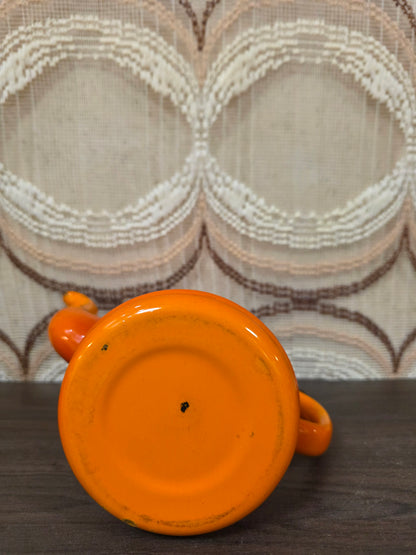 Vintage emaille koffiepot oranje 16,5 cm