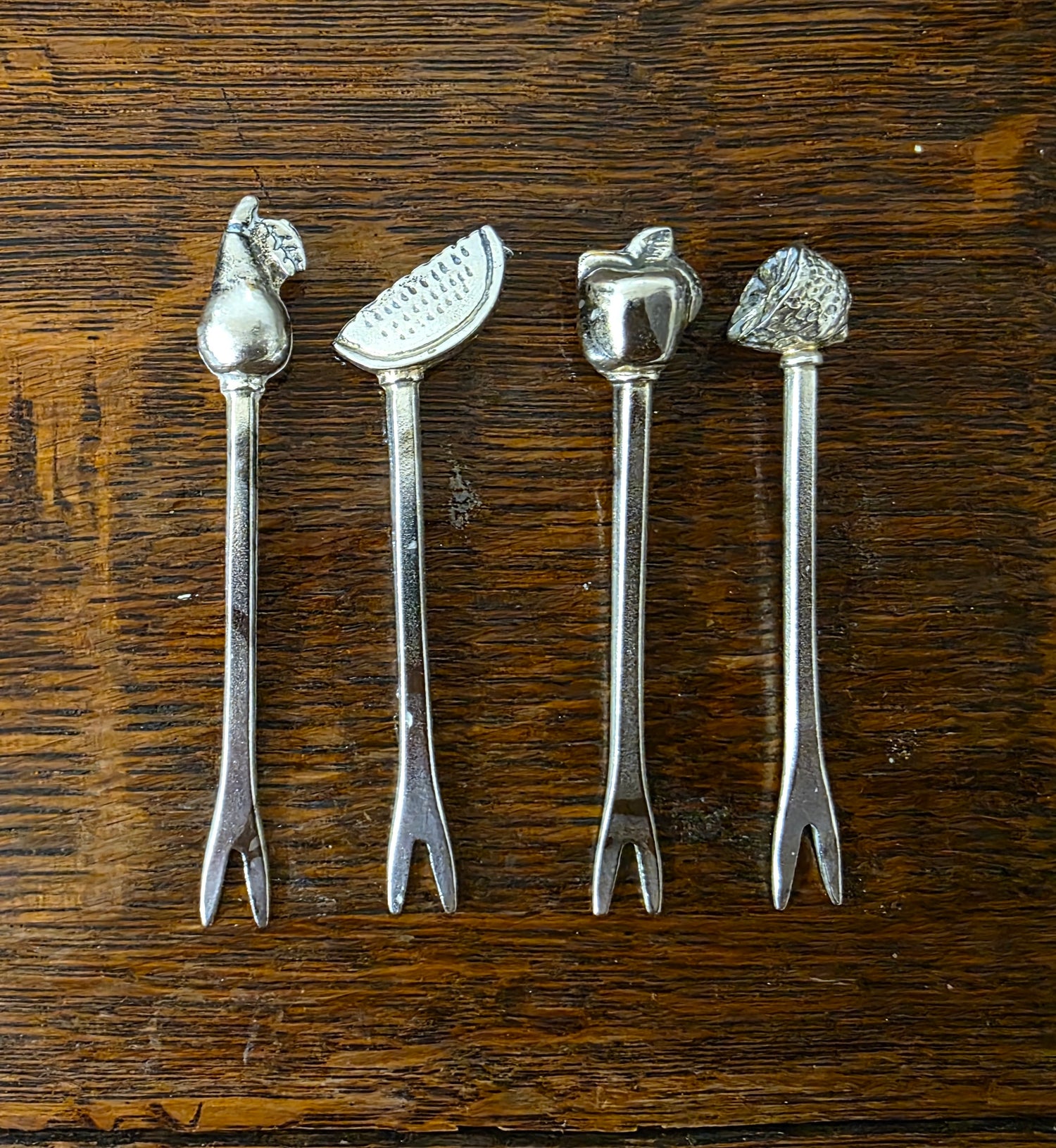 Vintage cocktailvorkjes met fruit – set van 4